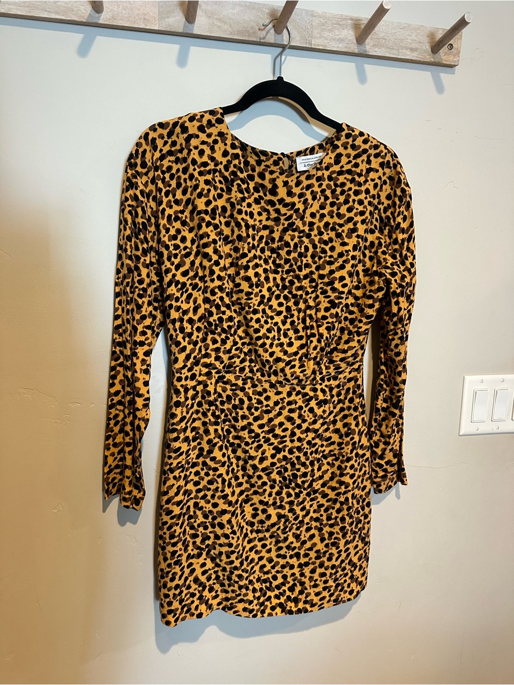 & Other Stories Leopard Print Long Sleeve Dress - Mustard & Black